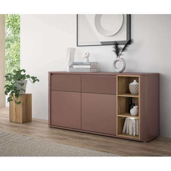 Skjenk BREATH - 160x83 cm - terrakotta - 2 skuffer - 2 dører - avrundede kanter