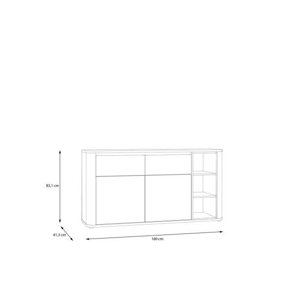 Skjenk BREATH - 160x83 cm - terrakotta - 2 skuffer - 2 dører - avrundede kanter