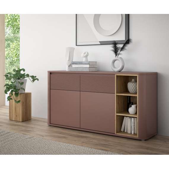 Skjenk BREATH - 160x83 cm - terrakotta - 2 skuffer - 2 dører - avrundede kanter