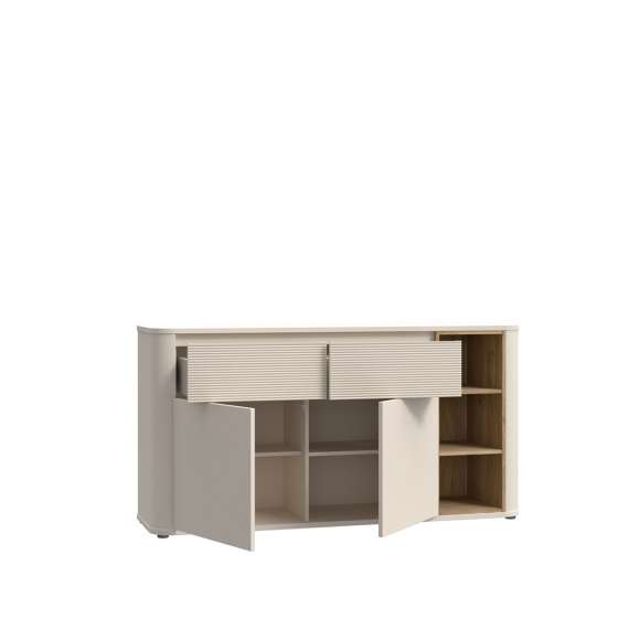 Skjenk BREATH - 160x83 cm - beige sand - 2 skuffer - 2 dører - avrundede kanter