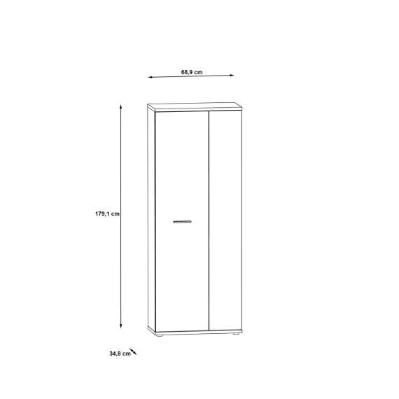 Stort skoskap Netto100 169x179 - eik sand - hvit matt - 2 dører - hyller