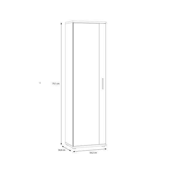Stort skoskap Netto 50x179 - hvit matt - 2 dører - speil