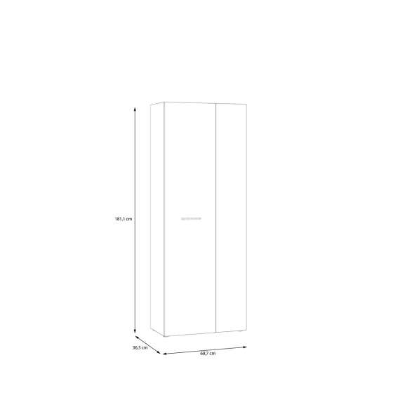 Stort skoskap Netto306 - 69x181 - eik artisan - betong - 2 dører