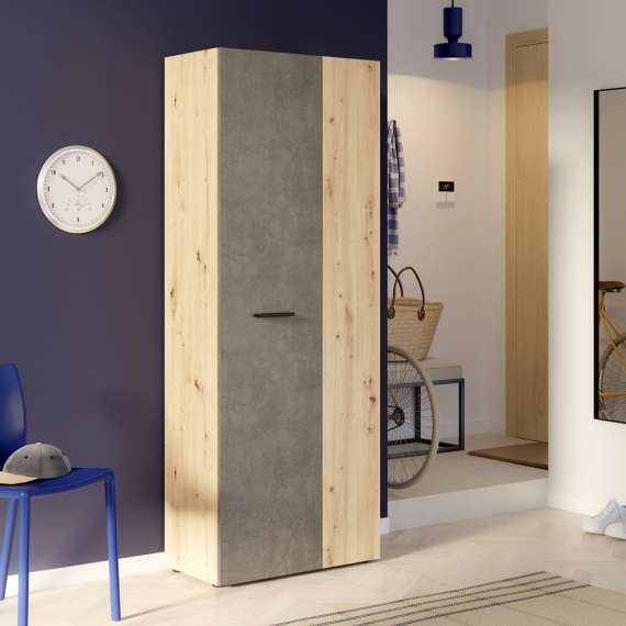 Stort skoskap Netto306 - 69x181 - eik artisan - betong - 2 dører