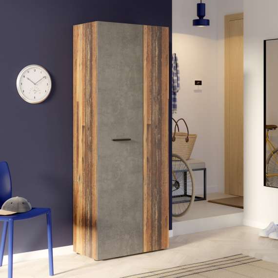 Stort skoskap Netto - 69x181 - vintage - betong - 2 dører