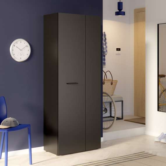 Stort skoskap Netto - 69x181 - svart matt - 2 dører