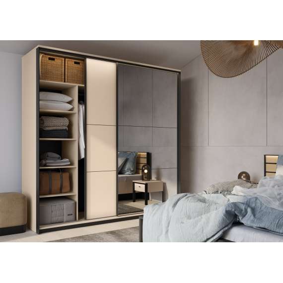 Garderobeskap Enna 220x221 - beige - speil