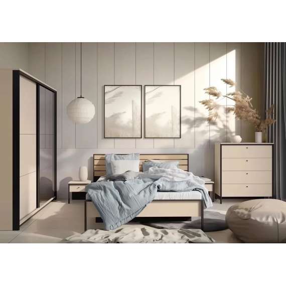 Garderobeskap Enna 220x221 - beige - speil