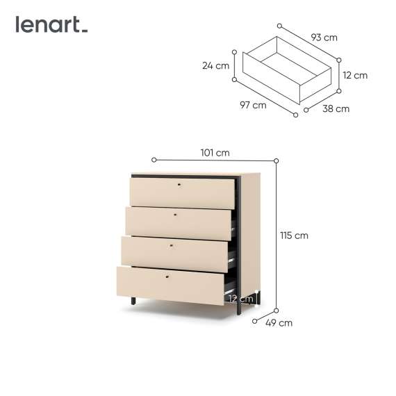 Kommode Enna 101x115 - beige - med skuffer