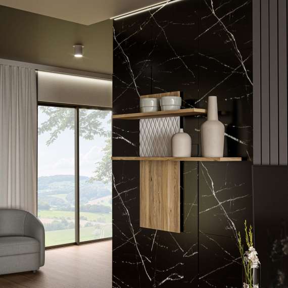 Veggpanel Aksana - 100x100 cm - eik mauvel - hvit matt