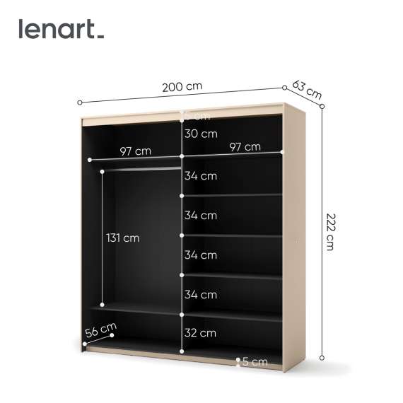 Garderobeskap Trend 200x222 - beige - speil