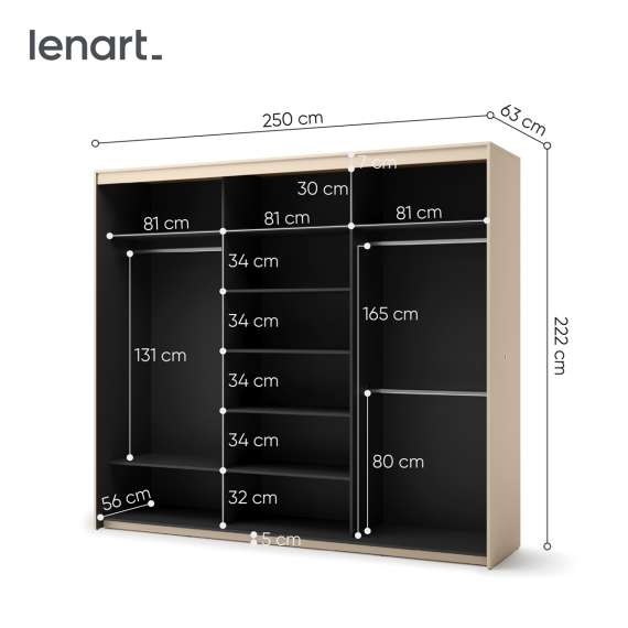 Garderobeskap Trend 250x222 - beige - speil