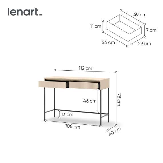 Sminkebord Trend 112x40 - beige - med skuffer