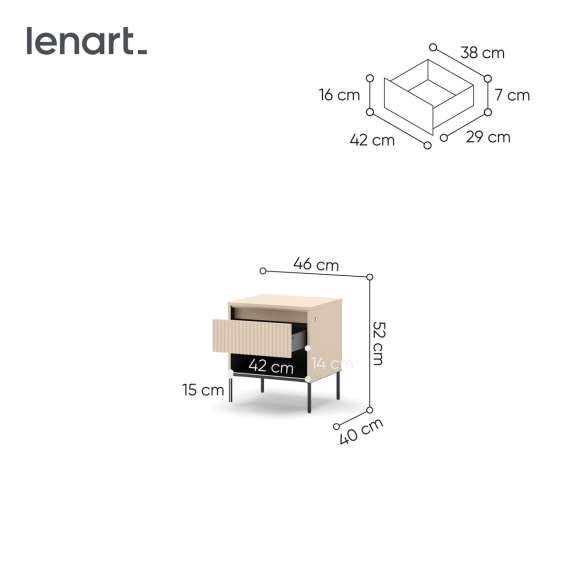 Nattbord Trend 46x52 - beige - med skuff