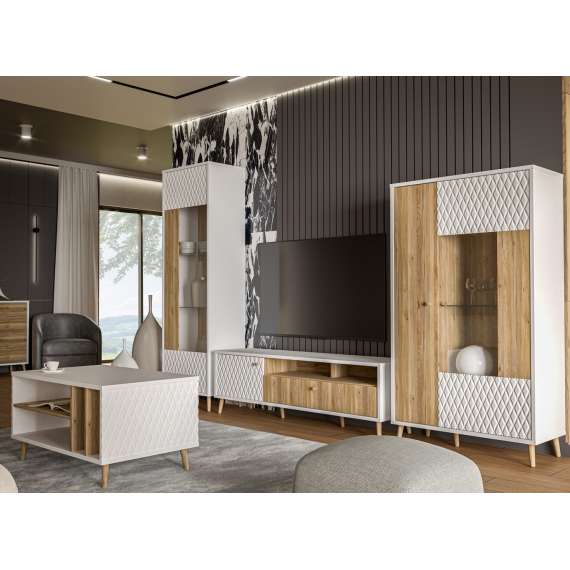 Sofabord Aksana - 90x60 cm - eik mavuel - hvit matt