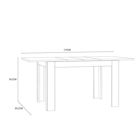Spisebord Aksana - 120-175x85 cm - eik mavuel