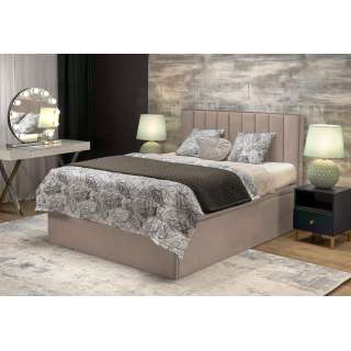Seng Asento 160x200 cm - beige stoff - oppbevaringsplass