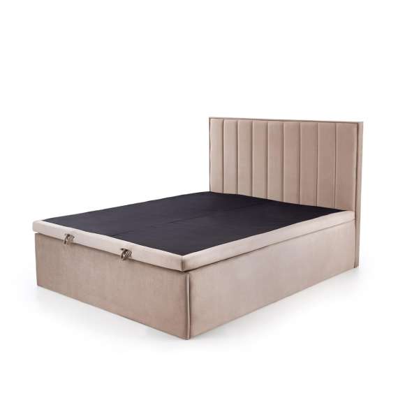 Seng Asento 160x200 cm - beige stoff - oppbevaringsplass