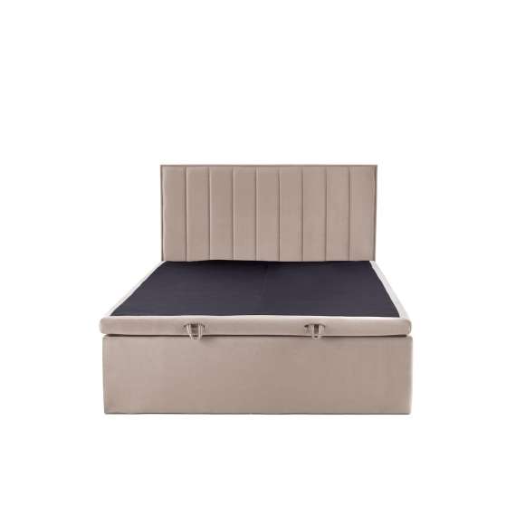 Seng Asento 160x200 cm - beige stoff - oppbevaringsplass