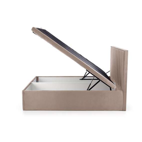 Seng Asento 160x200 cm - beige stoff - oppbevaringsplass