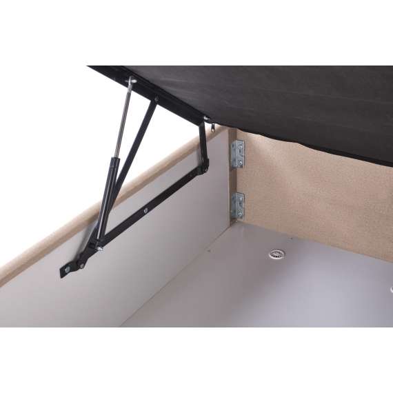 Seng Asento 160x200 cm - beige stoff - oppbevaringsplass