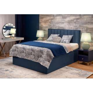 Seng Asento 160x200 cm - marineblå stoff - oppbevaringsplass