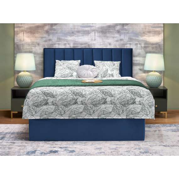 Seng Asento 160x200 cm - marineblå stoff - oppbevaringsplass