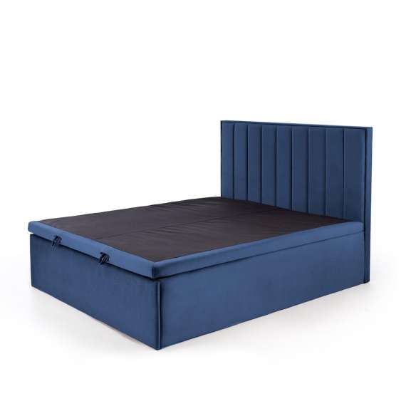 Seng Asento 160x200 cm - marineblå stoff - oppbevaringsplass