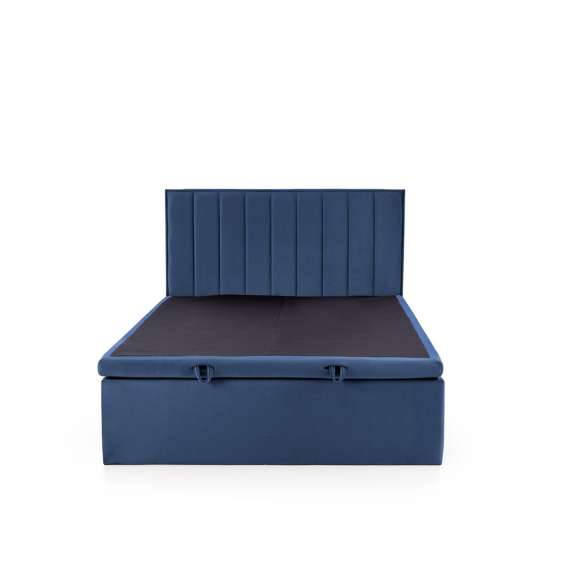 Seng Asento 160x200 cm - marineblå stoff - oppbevaringsplass