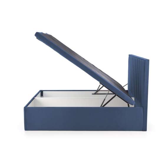 Seng Asento 160x200 cm - marineblå stoff - oppbevaringsplass