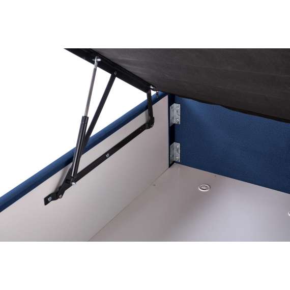 Seng Asento 160x200 cm - marineblå stoff - oppbevaringsplass