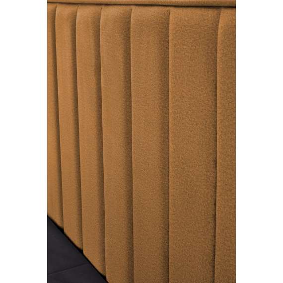 Seng Asento 160x200 cm - sennepsgul stoff - oppbevaringsplass