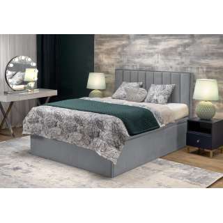 Seng Asento 160x200 cm - grå stoff - oppbevaringsplass