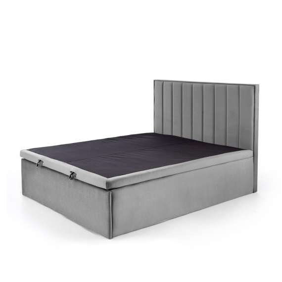 Seng Asento 160x200 cm - grå stoff - oppbevaringsplass