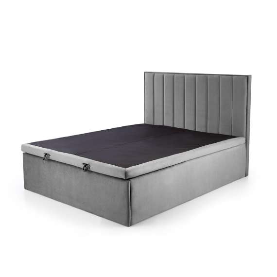 Seng Asento 160x200 cm - grå stoff - oppbevaringsplass