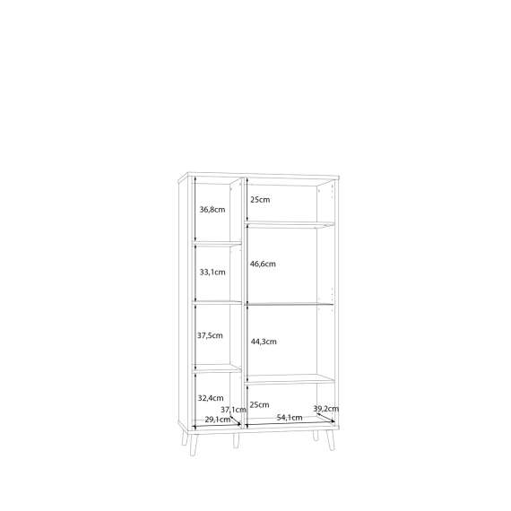 Vitrineskap Aksana - 90x161 cm - 2 dører - eik mavuel - hvit matt
