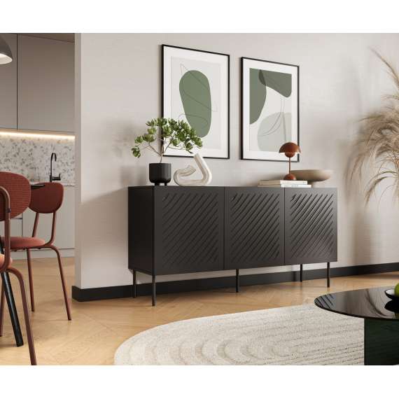 Skjenk SIENA 150x75 - 3 dører - svart matt