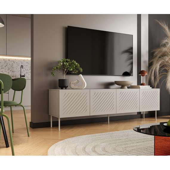 Tv-benk SIENA 200x60 - 4 dører - cashmere