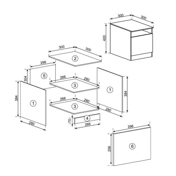 Nattbord Classic - 30x30 cm - hvit matt