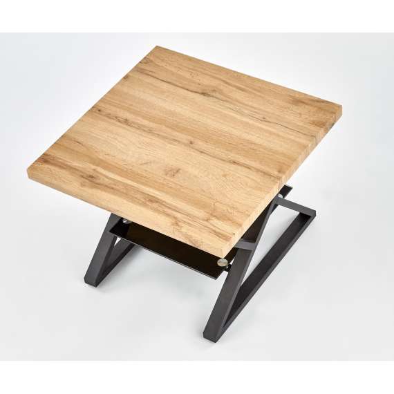 Sofabord XENA - 60x60 cm - metall understell - glass hylle