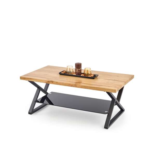 Sofabord XENA - 100x60 cm - metall understell - glass hylle