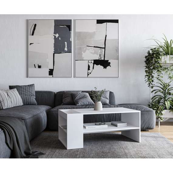 Sofabord MURCIA - 100x55 cm - hvit matt