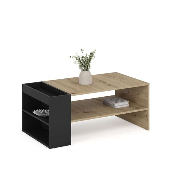 Sofabord MURCIA - 100x55 cm - eik artisan - svart matt