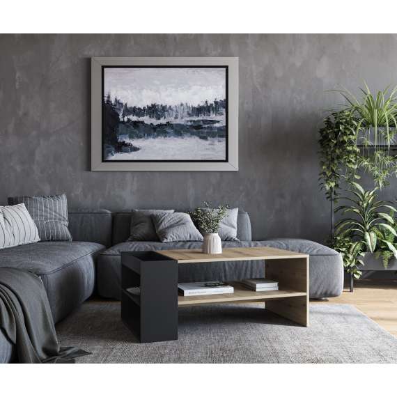 Sofabord MURCIA - 100x55 cm - eik artisan - svart matt