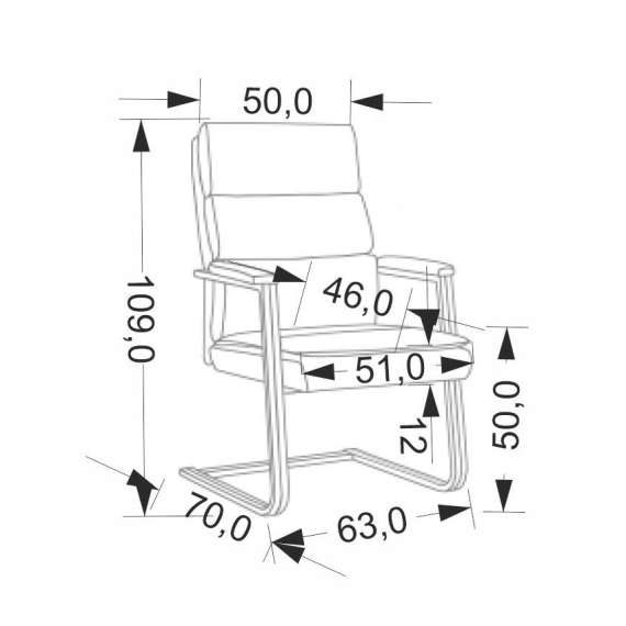 Kontorstol Adriano Skid - sort imitert skinn