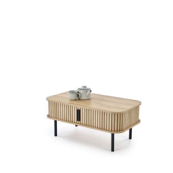 Sofabord ANGELINA - 90x50 cm - eik naturlig - metall ben