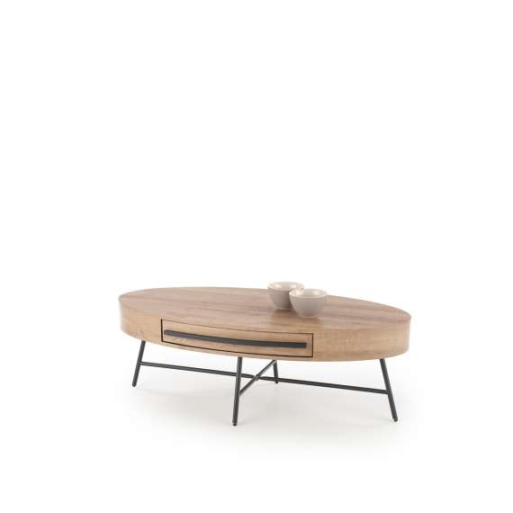 Sofabord CAROLINA - 120x60 cm - eik gold - metall ben