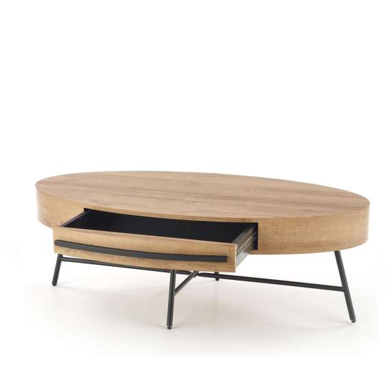 Sofabord CAROLINA - 120x60 cm - eik gold - metall ben