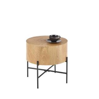 Sofabord BROOKLYN S - Ø45 cm - naturlig eik  - metall ben