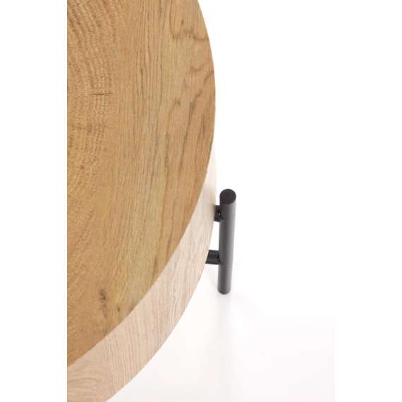 Sofabord BROOKLYN S - Ø45 cm - naturlig eik  - metall ben